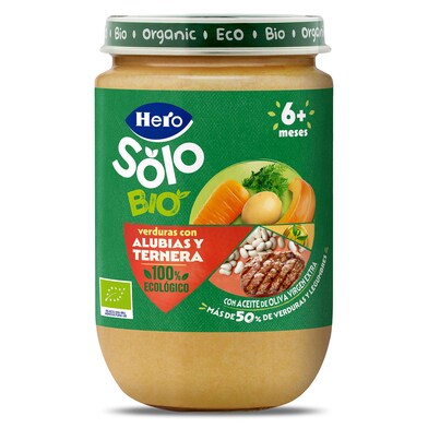 Puré de verduras con alubias y ternera bio Hero frasco 190 g-0 Puré de verduras con alubias y ternera bio Hero frasco 190 g-0
