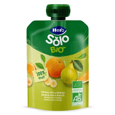 Puré de pera, plátano y naranja 100% ecológica Hero bolsa 100 g-0