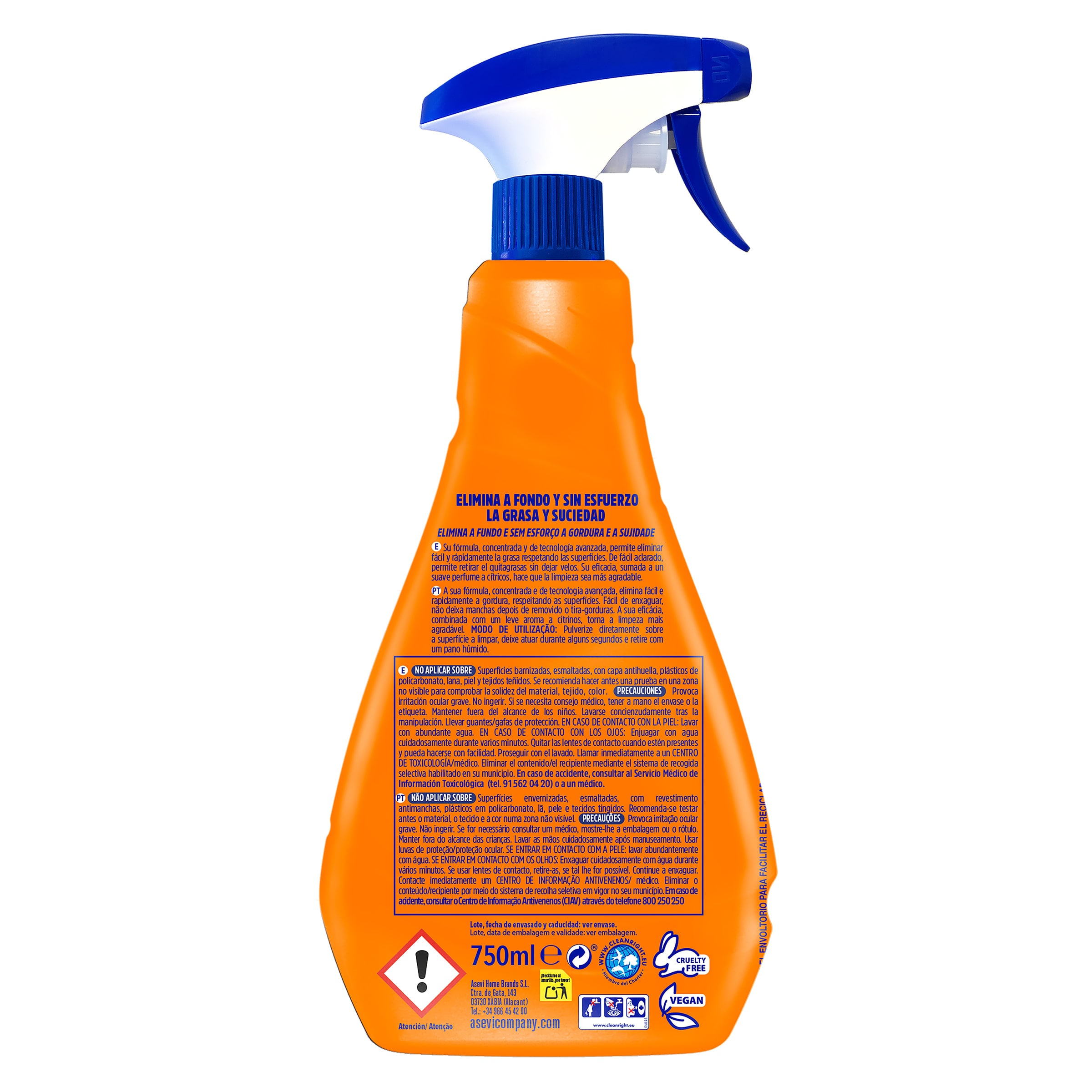 Quitagrasas Asevi spray 750 ml