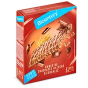 Barritas de cereales y cacao bañadas en chocolate con leche Bicentury caja 120 g