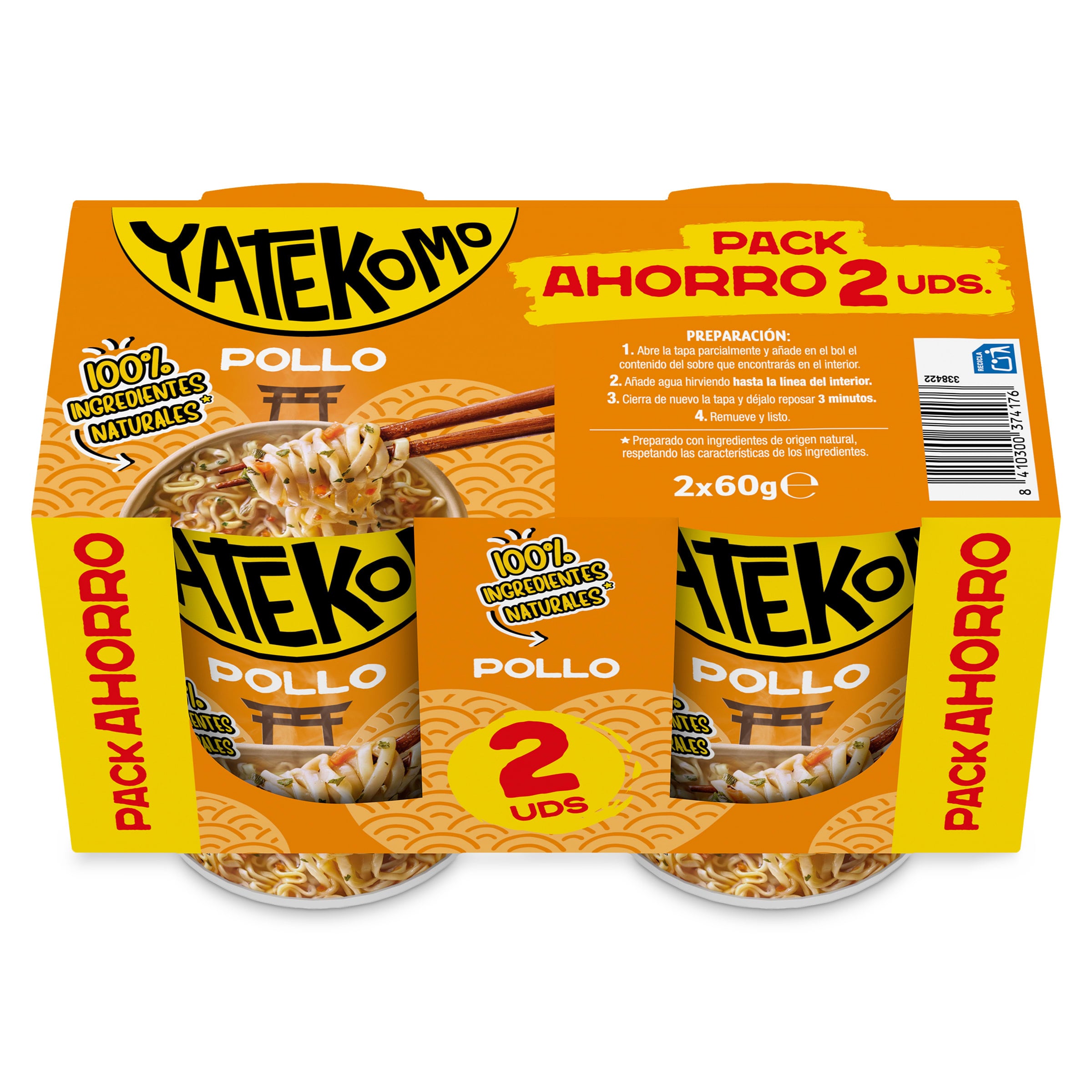 Noodles de pollo Gallina Blanca Yatekomo 2 x 60 g