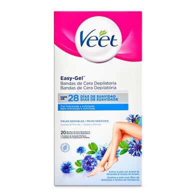 Bandas de cera depilatoria piel sensible Veet caja 40 unidades-0