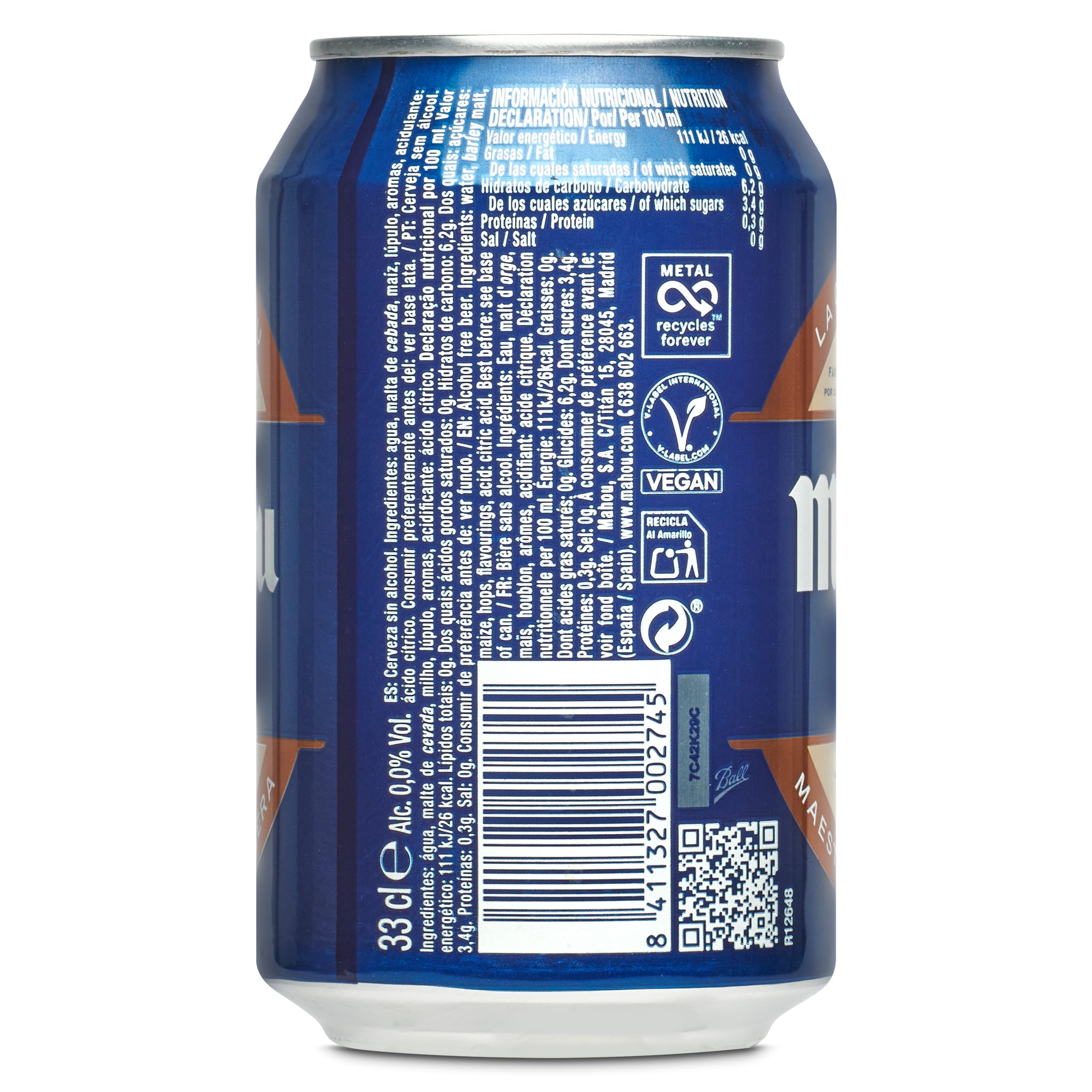 Cerveza tostada 0,0% alcohol Mahou 33 cl