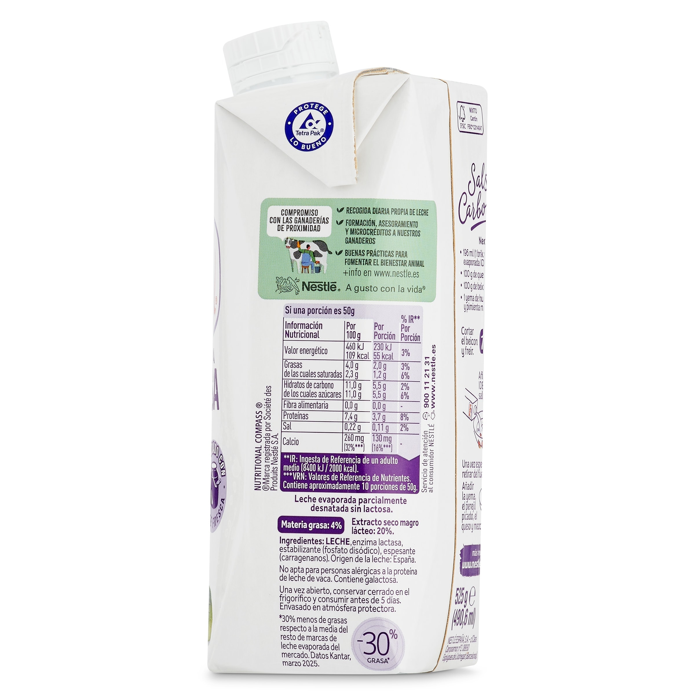 Leche evaporada sin lactosa Ideal 525 g