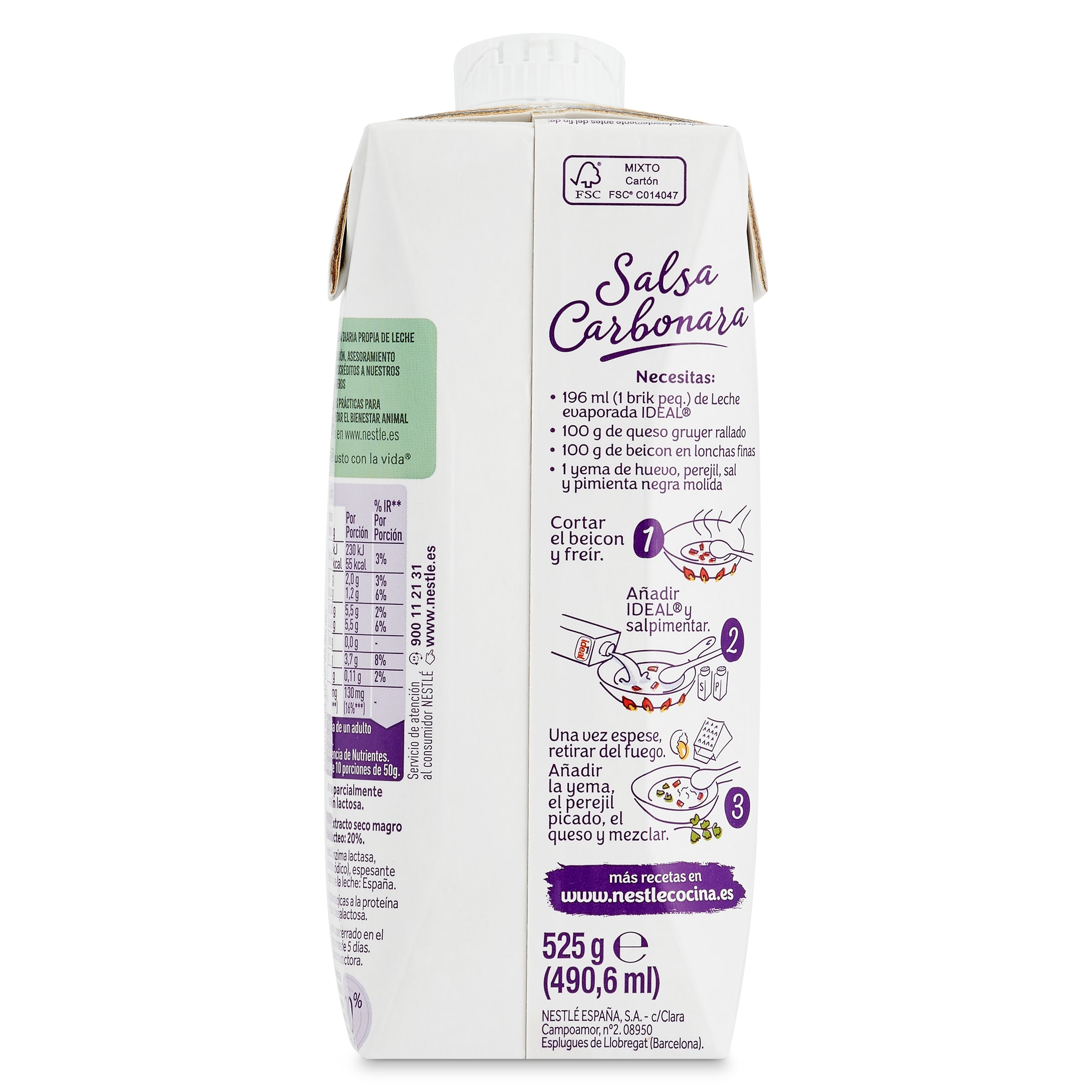 Leche evaporada sin lactosa Ideal 525 g