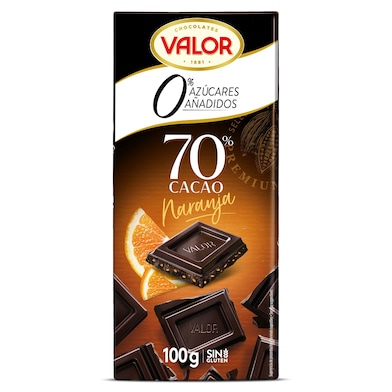 Chocolate negro 70% naranja sin azúcar añadido Valor 100 g-0