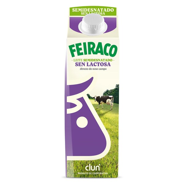 Leche Semidesnatada sin Lactosa Feiraco Envase 1 Lt.