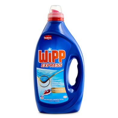 Detergente máquina líquido limpio y liso Wipp Express botella 30 lavados-0