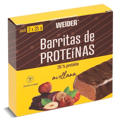 Barritas de proteínas sabor avellanas Weider caja 105 g-0