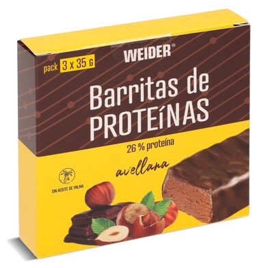 Barritas de proteínas sabor avellanas Weider caja 105 g-0 Barritas de proteínas sabor avellanas Weider caja 105 g-0