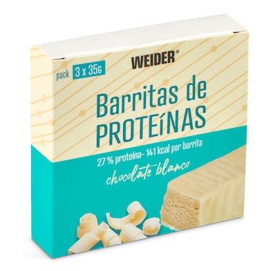 Barritas de proteínas sabor chocolate blanco Weider caja 105 g-0