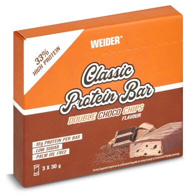 Barrita de proteínas con doble chocolate Weider caja 90 g-0 Barrita de proteínas con doble chocolate Weider caja 90 g-0
