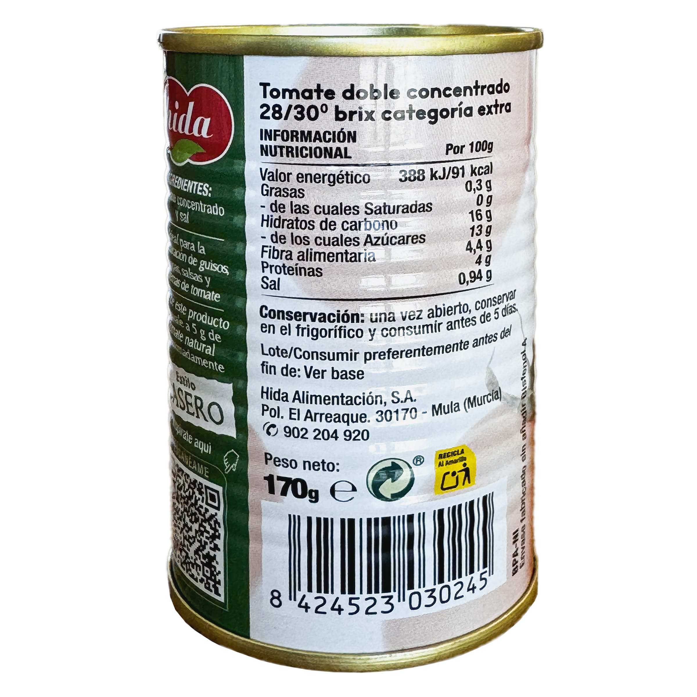 Tomate doble concentrado Hida 170 g