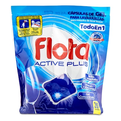 Lavavajillas máquina gel active plus Flota bolsa 20 unidades -  Supermercados DIA