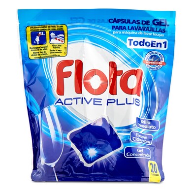 Lavavajillas máquina gel active plus Flota bolsa 20 unidades -  Supermercados DIA