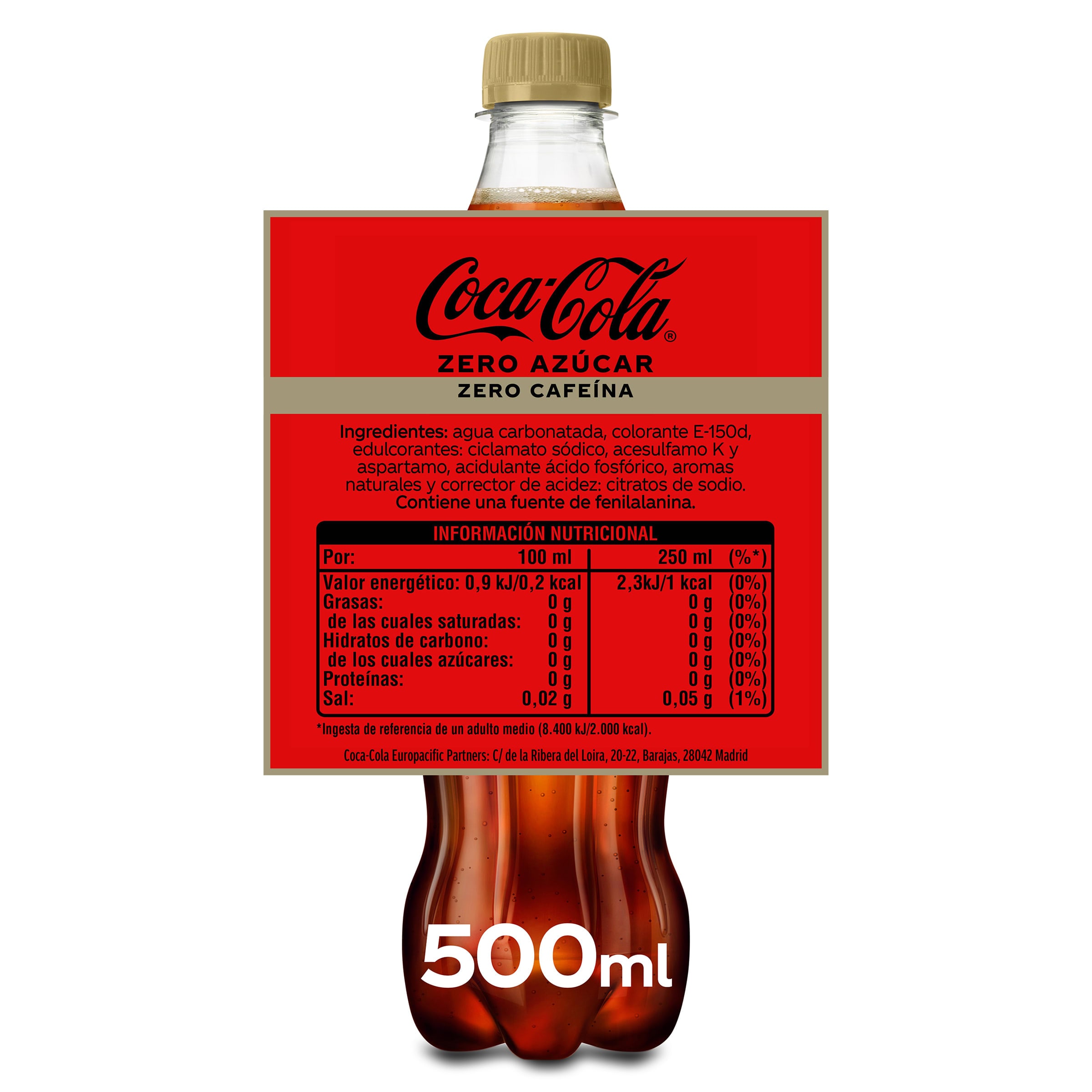 Coca-Cola zero azúcar zero cafeína 500 ml