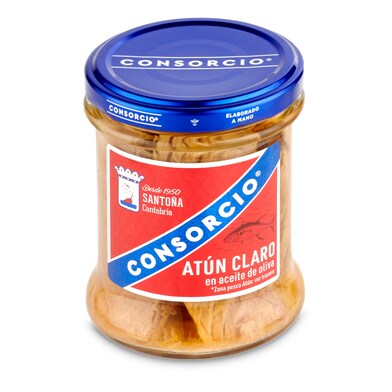 Atún claro en aceite de oliva Consorcio frasco 135 g-0