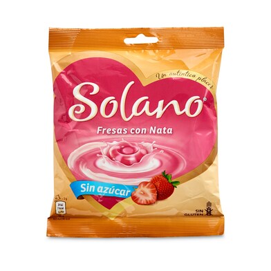 Caramelos sabor fresas con nata Solano bolsa 99 g-0 Caramelos sabor fresas con nata Solano bolsa 99 g-0