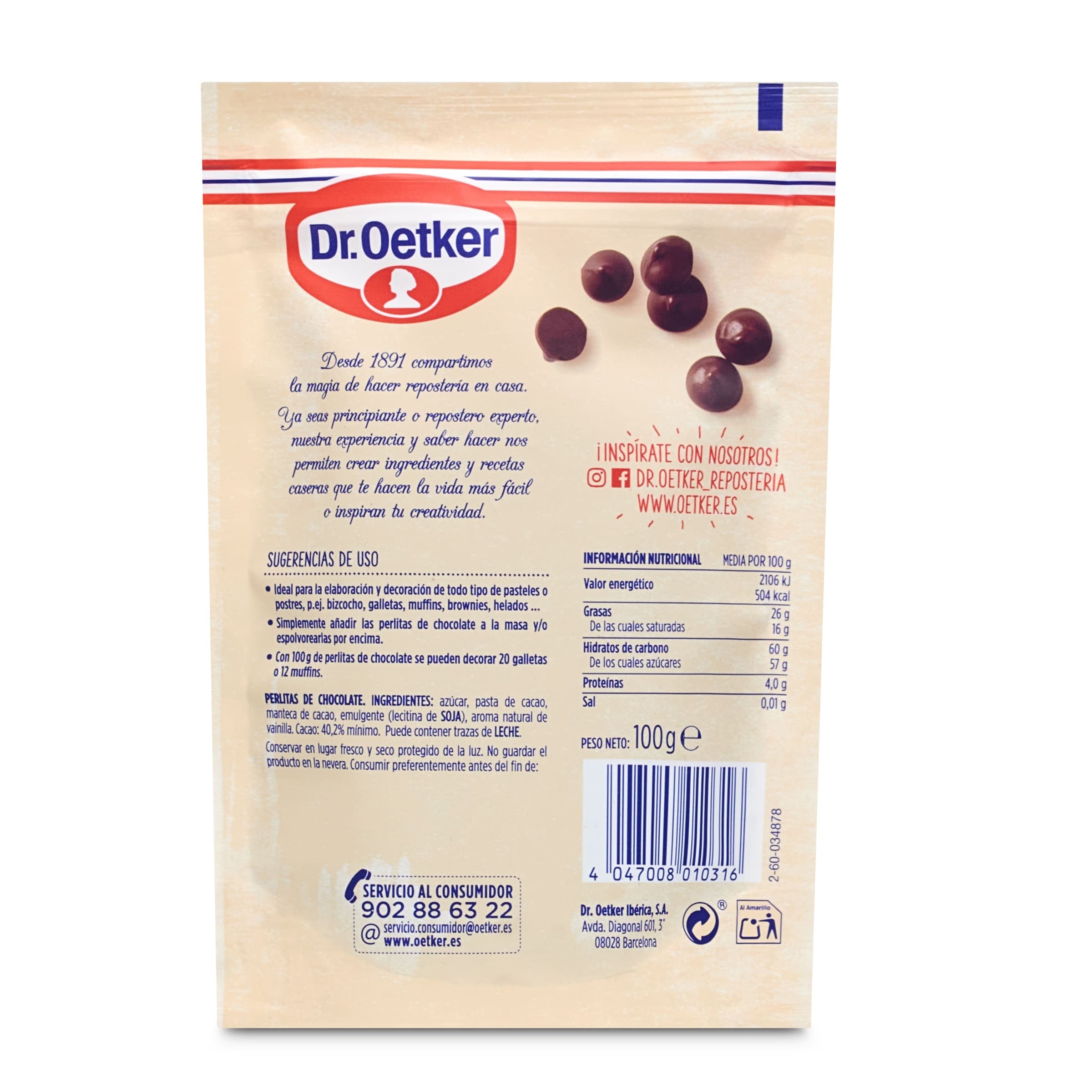 Perlitas de chocolate Dr. Oetker 100 g