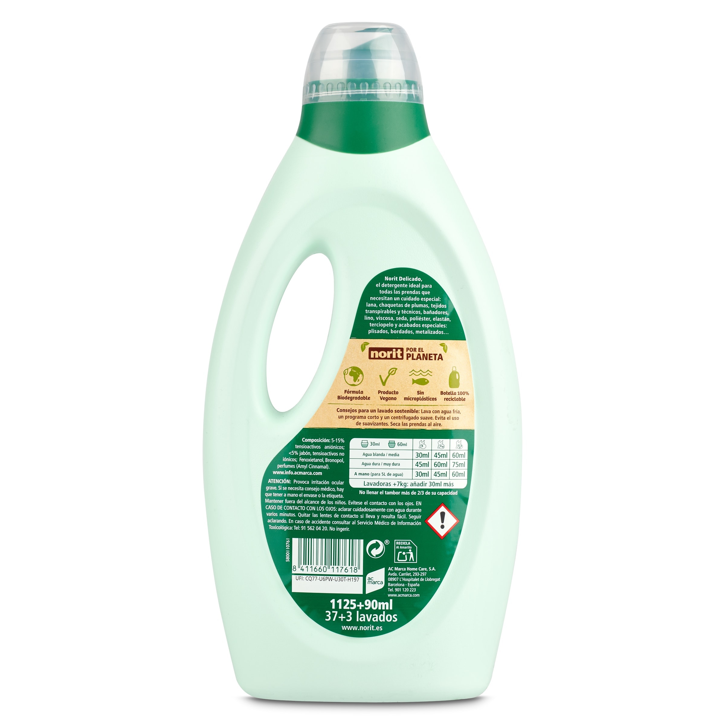 Detergente líquido para prendas delicadas Norit 37 lavados