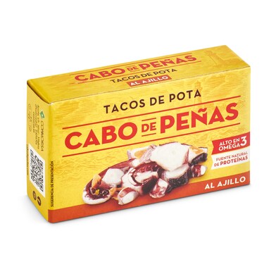 Tacos de pota al ajillo Cabo de Peñas lata 120 g-0 Tacos de pota al ajillo Cabo de Peñas lata 120 g-0
