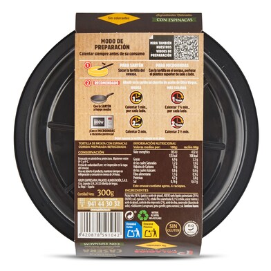 Tortilla de patatas con espinacas Palacios bandeja 300 g-1 Tortilla de patatas con espinacas Palacios bandeja 300 g-1