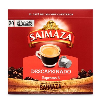 Café en cápsulas espresso descafeinado Saimaza caja 20 unidades-1 Café en cápsulas espresso descafeinado Saimaza caja 20 unidades-1