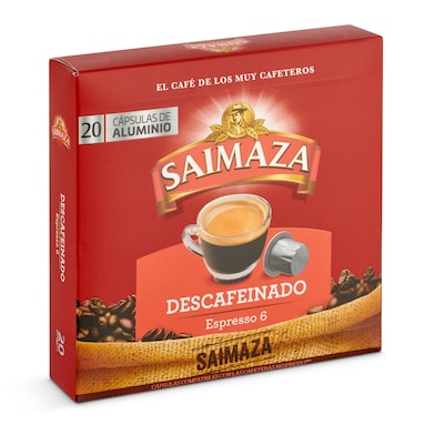 Café en cápsulas espresso descafeinado Saimaza caja 20 unidades-0