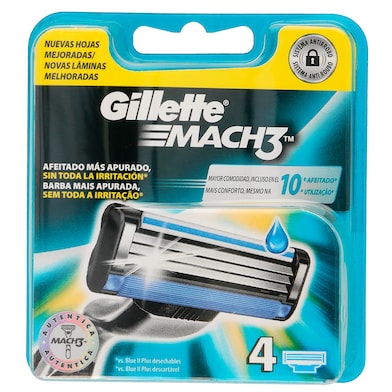 Maquinilla de afeitar recambio Gillette Mach3 caja 4 unidades-0