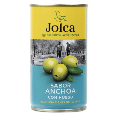 Aceitunas manzanilla sabor anchoa con hueso Jolca lata 185 g-0 Aceitunas manzanilla sabor anchoa con hueso Jolca lata 185 g-0