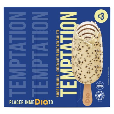Helado bombón chocolate blanco con galletas 3 unidades TEMPTATION CAJA 189 GR-1 Helado bombón chocolate blanco con galletas 3 unidades TEMPTATION CAJA 189 GR-1