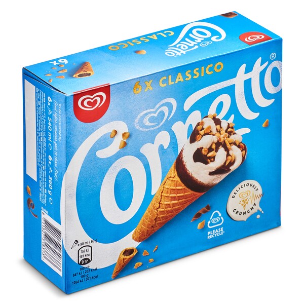 Helado cono clásico 6 unidades Cornetto caja 360 g