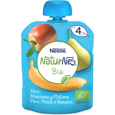 Puré de pera, manzana y plátano bio Nestlé Naturnes bolsa 90 g-0