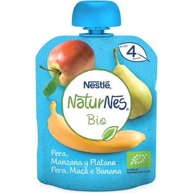Puré de pera, manzana y plátano bio Nestlé Naturnes bolsa 90 g-0 Puré de pera, manzana y plátano bio Nestlé Naturnes bolsa 90 g-0