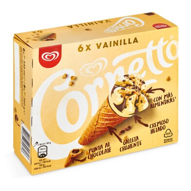 Helado cono sabor vainilla 6 unidades Cornetto caja 360 g-0 Helado cono sabor vainilla 6 unidades Cornetto caja 360 g-0
