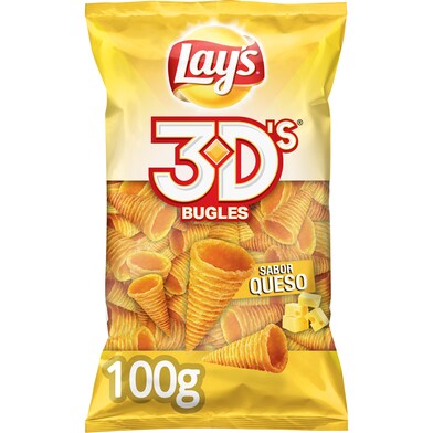 Conos de maíz sabor queso Lay's 3D's bolsa 100 g-0 Conos de maíz sabor queso Lay's 3D's bolsa 100 g-0