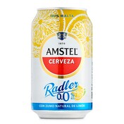 Cerveza radler con limón 0,0% alcohol Amstel lata 33 cl