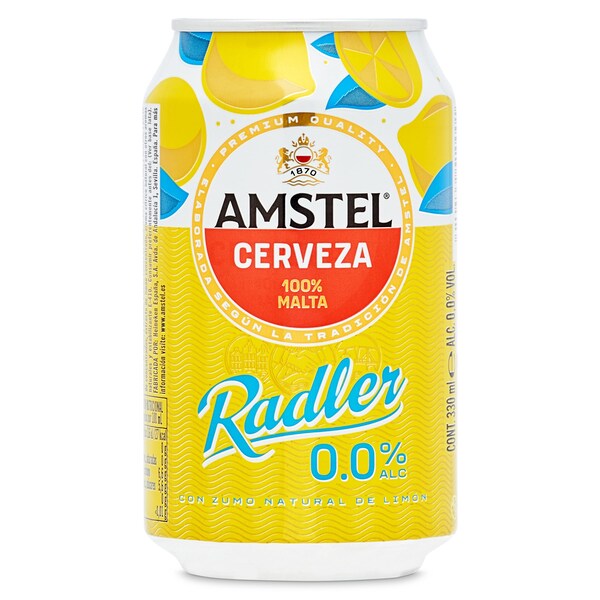 Cerveza Radler con Limón 0,0% Alcohol Amstel Lata 33 Cl.