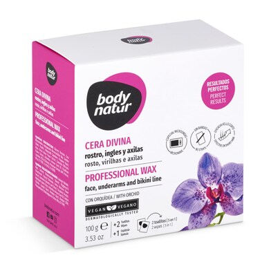 Cera depilatoria rostro, ingles y axilas con orquídea Body Natur bote 100 g-0