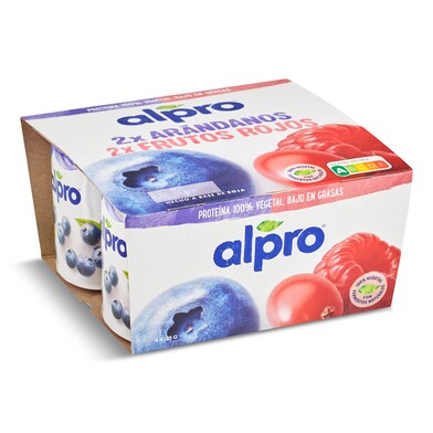 Yogur de soja sabor arándanos y frutos rojos Alpro pack 4 x 125 g-0