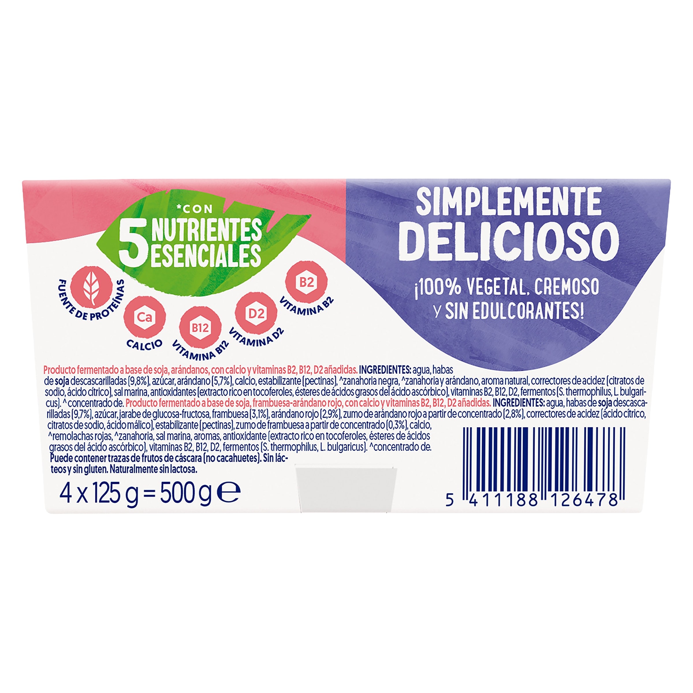Postre de soja sabor arándanos y frutos rojos Alpro 4 x 125 g