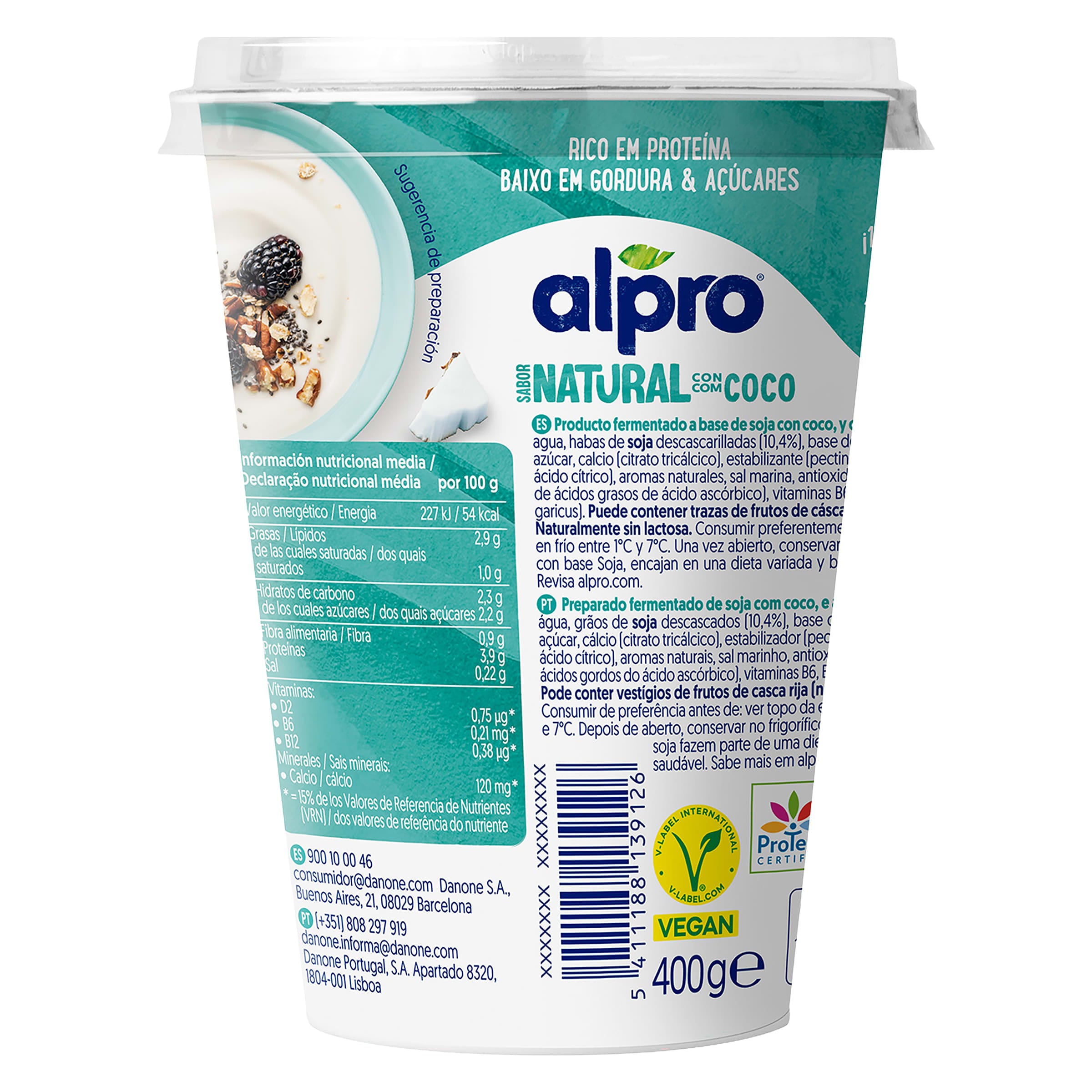 Postre natural de soja con coco Alpro 400 g