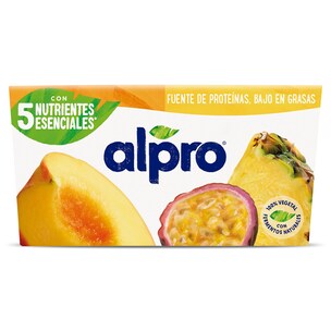 postre de soja sabor melocoton pina y fruta de la pasion pack 4 x 125 g