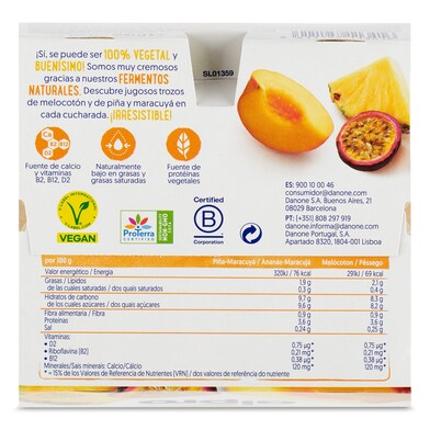 Yogur de soja sabor melocotón, piña y fruta de la pasión ALPRO 4 unidades PACK 500 GR-1 Yogur de soja sabor melocotón, piña y fruta de la pasión ALPRO 4 unidades PACK 500 GR-1