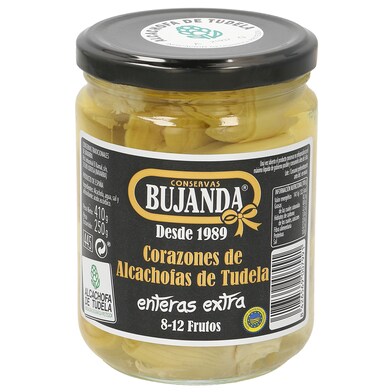 Corazones de alcachofas de tudela 8/12 piezas Bujanda frasco 250 g-0