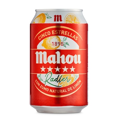 Cerveza radler con limón Mahou 5 Estrellas lata 33 cl-0