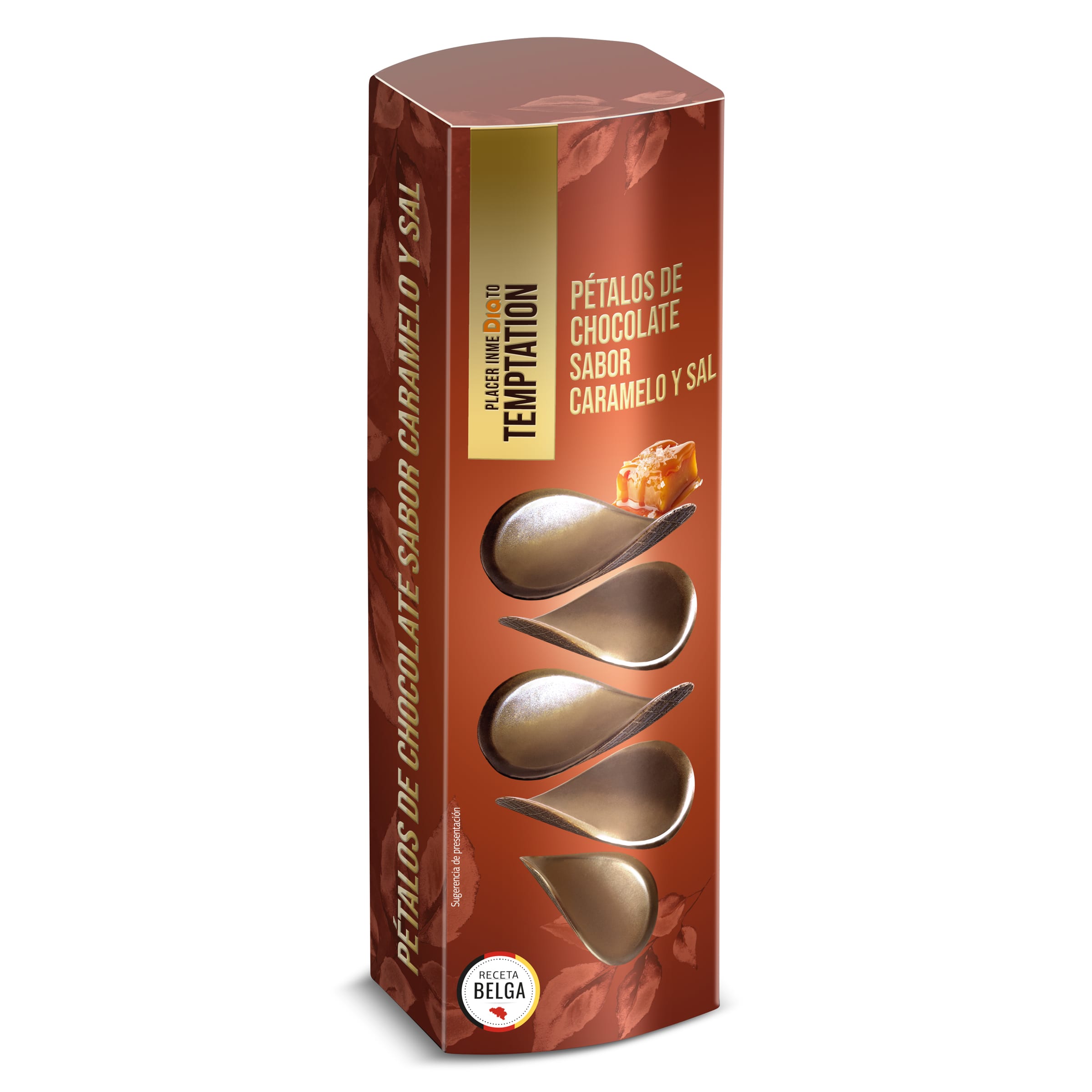 Pétalos de chocolate con caramelo y sal Temptation de Dia estuche 150 g