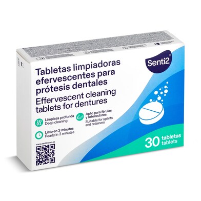 Tabletas limpiadoras para prótesis dentales Senti2 caja 30 unidades-0