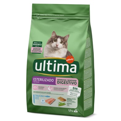 Alimento para gatos esterilizados digestivo con trucha Ultima bolsa 1.5 kg-0