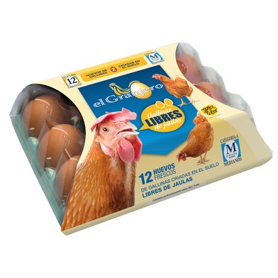 Huevos frescos de gallinas criadas en suelo clase M estuche El granjero estuche 12 unidades-0 Huevos frescos de gallinas criadas en suelo clase M estuche El granjero estuche 12 unidades-0